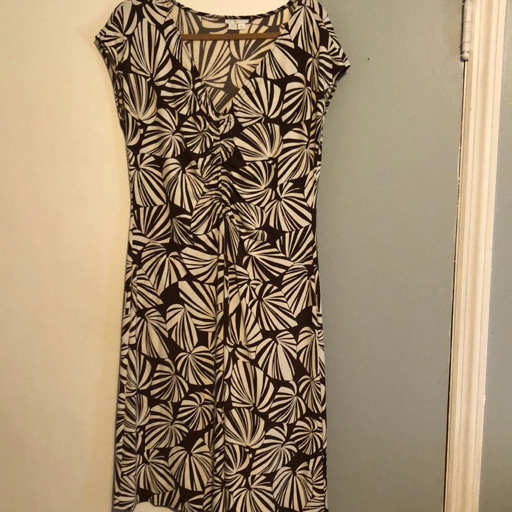London Times Sleeveless Brown Print Dress Size 14